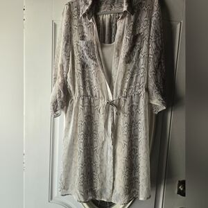Old NAVY‎ Snake Print Sheer Long Sleeve Dress ~Large